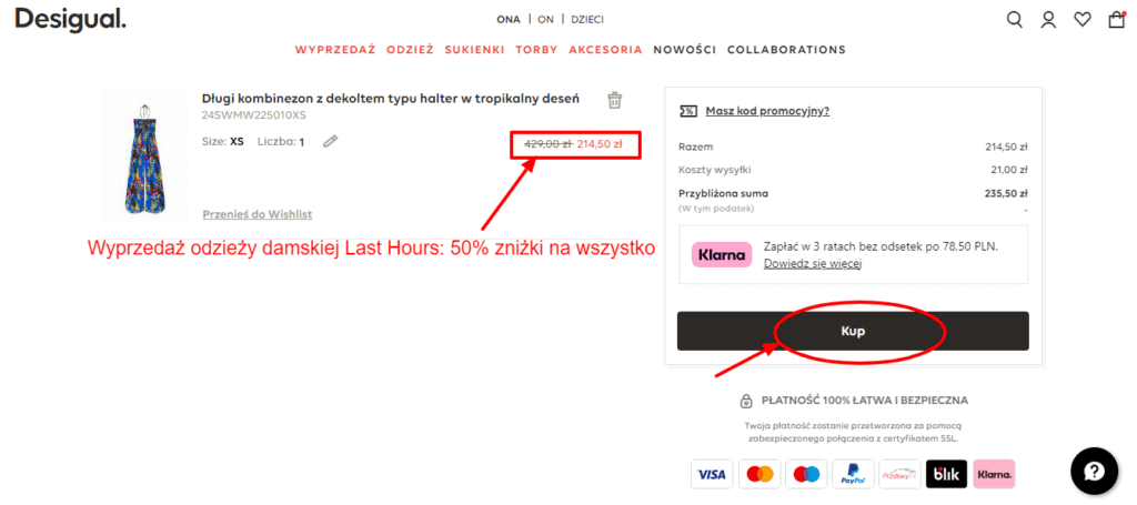 Wyprzedaż odzieży damskiej The Last Hours Desigual PL - 50% zniżki na wszystko.